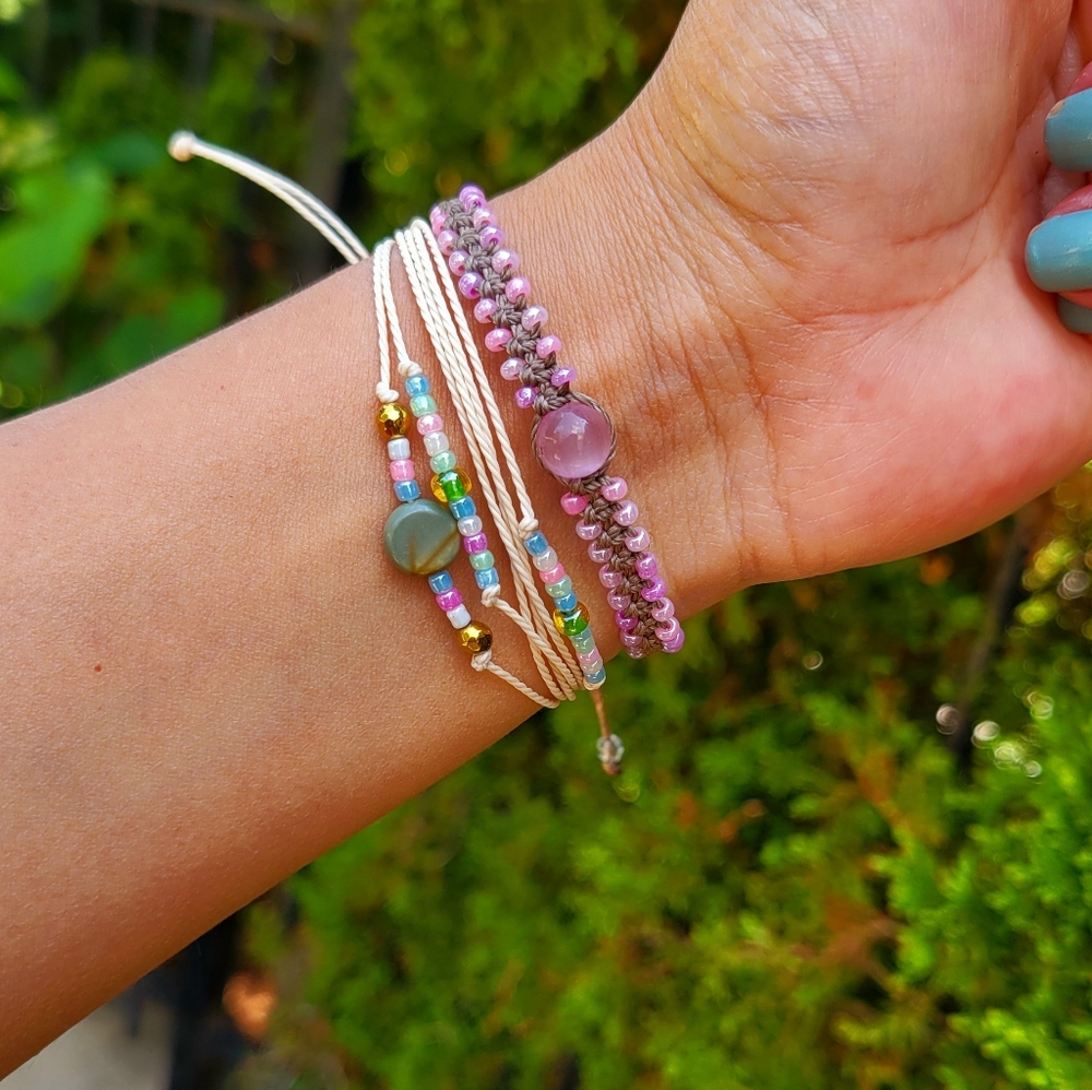 Colorful Waterproof Macrame Beaded Bracelets - Picture 2 of 5